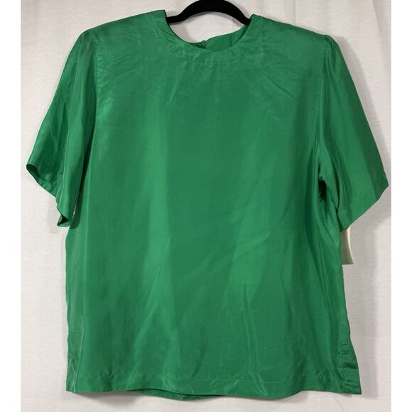 NWT Pacific Silk & Studio Clothing Co. Emerald Green L 100% Silk Blouse. Stylish - Picture 1 of 16